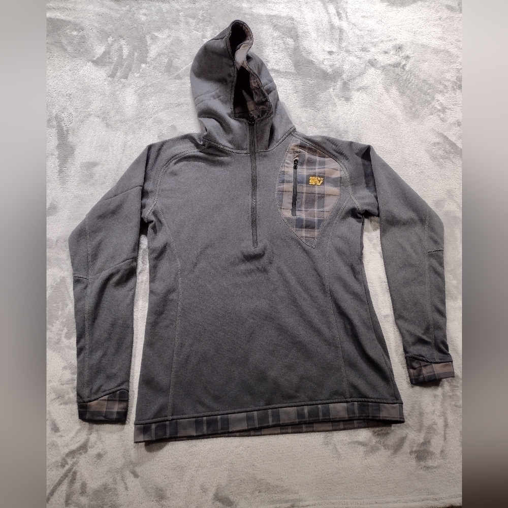 Rocky S2V Hooded Jacket M Gray 1/4 Zip Pullover Thumbholes Climate Q